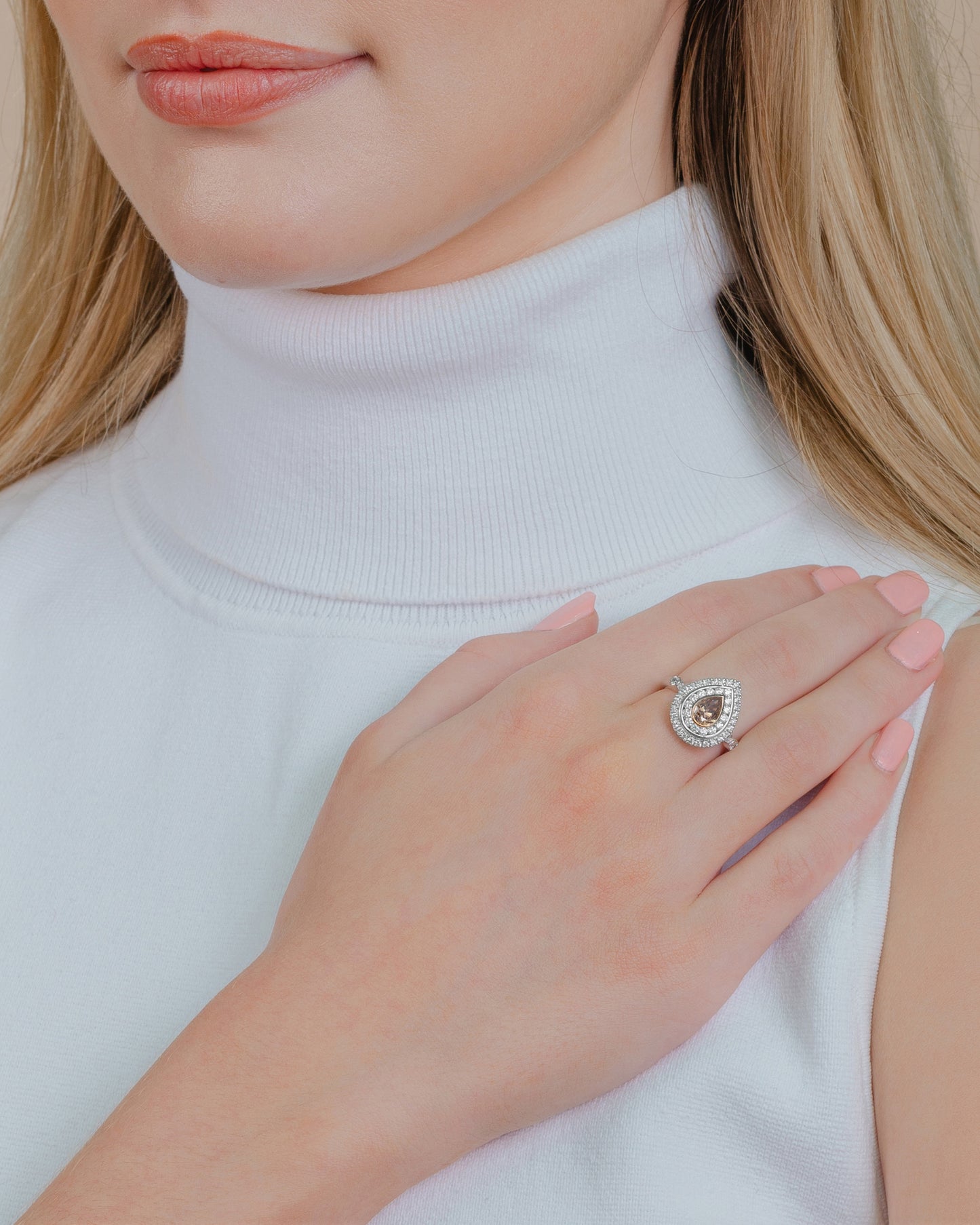Pear Cut Cognac Diamond Ring