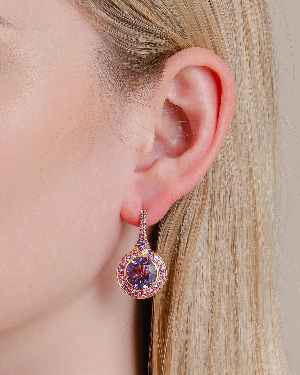Amethyst and Pink Sapphire Earrings
