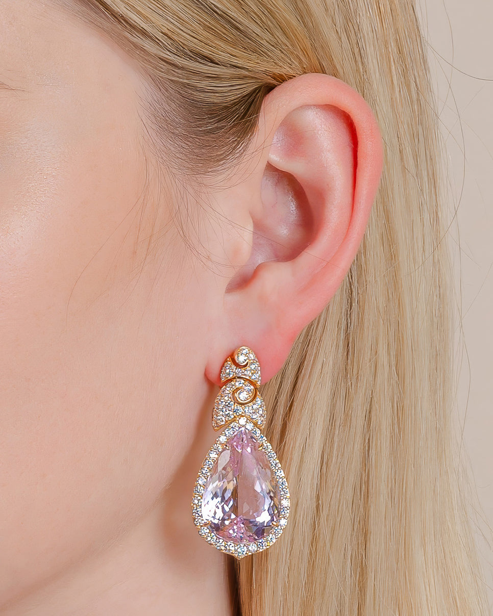 Kunzite and Diamond Earrings