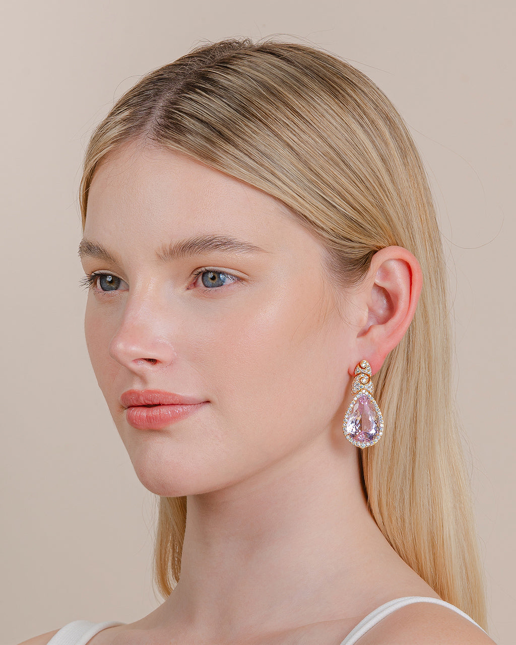 Kunzite and Diamond Earrings