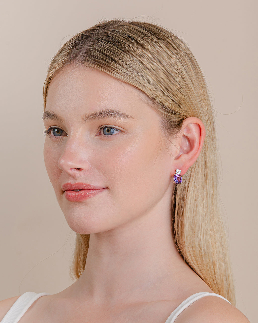 Isabelle Langlois Paris Paves Amethyst Drop Earrings