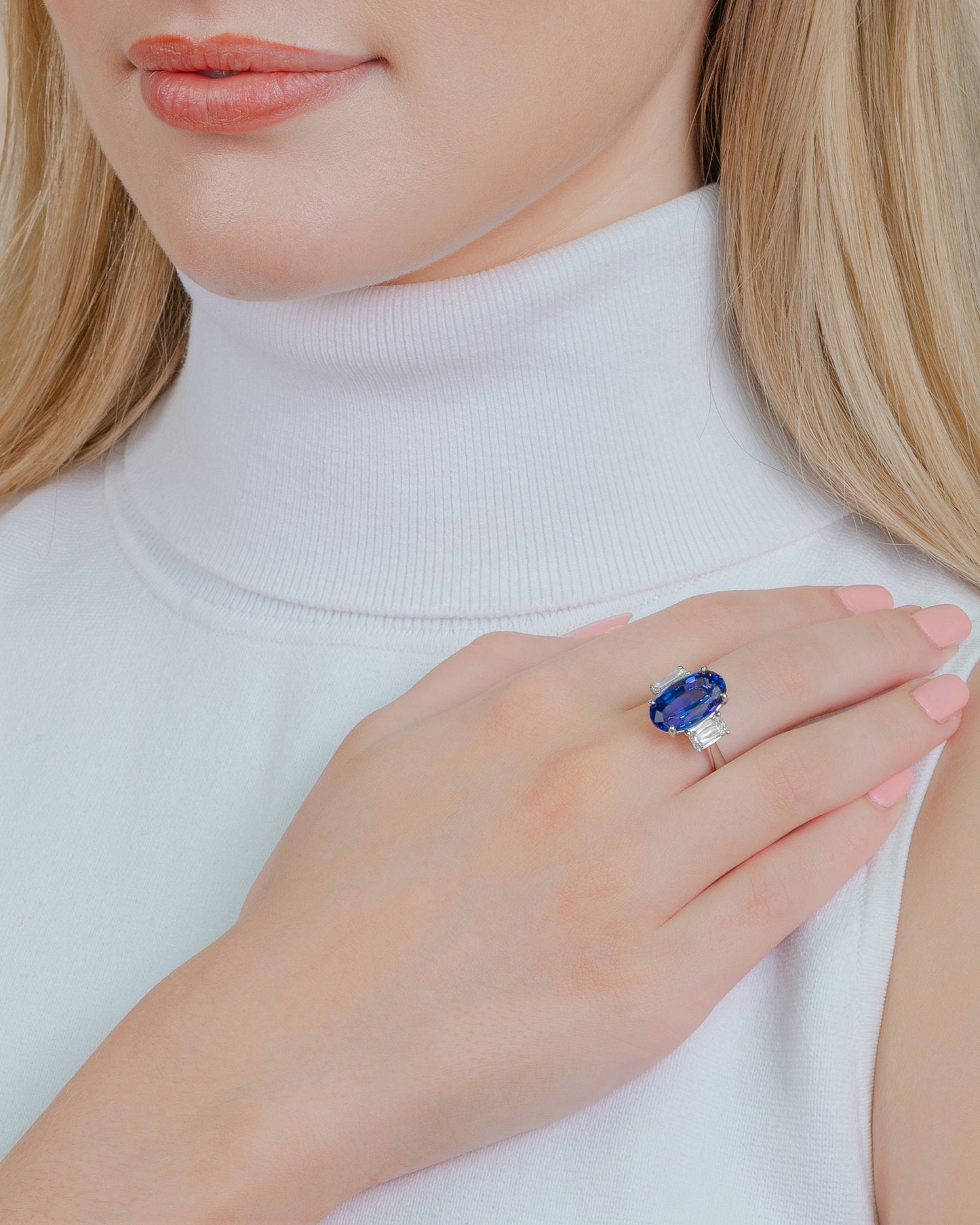 Tanzanite and ASHOKA® Diamond 3-Stone Ring