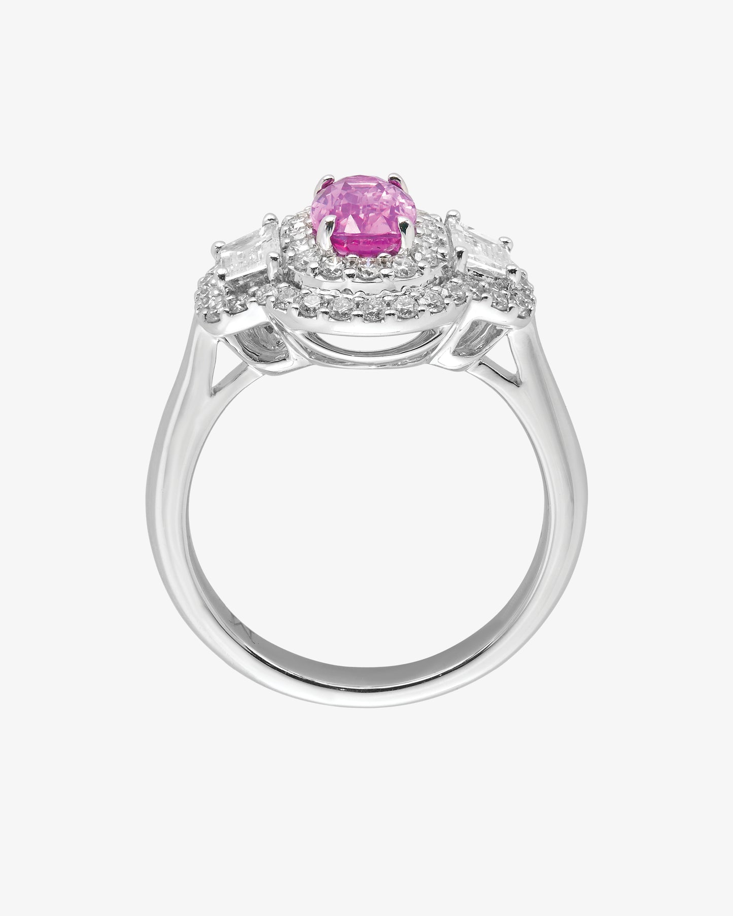 Pink Sapphire and Diamond Ring