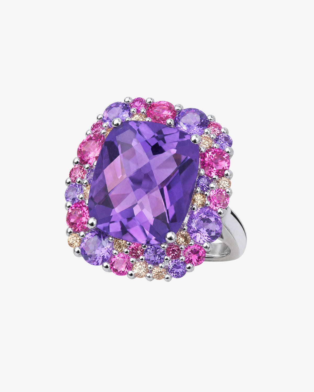 Isabelle Langlois Amethyst and Pink Tourmaline Cocktail Ring