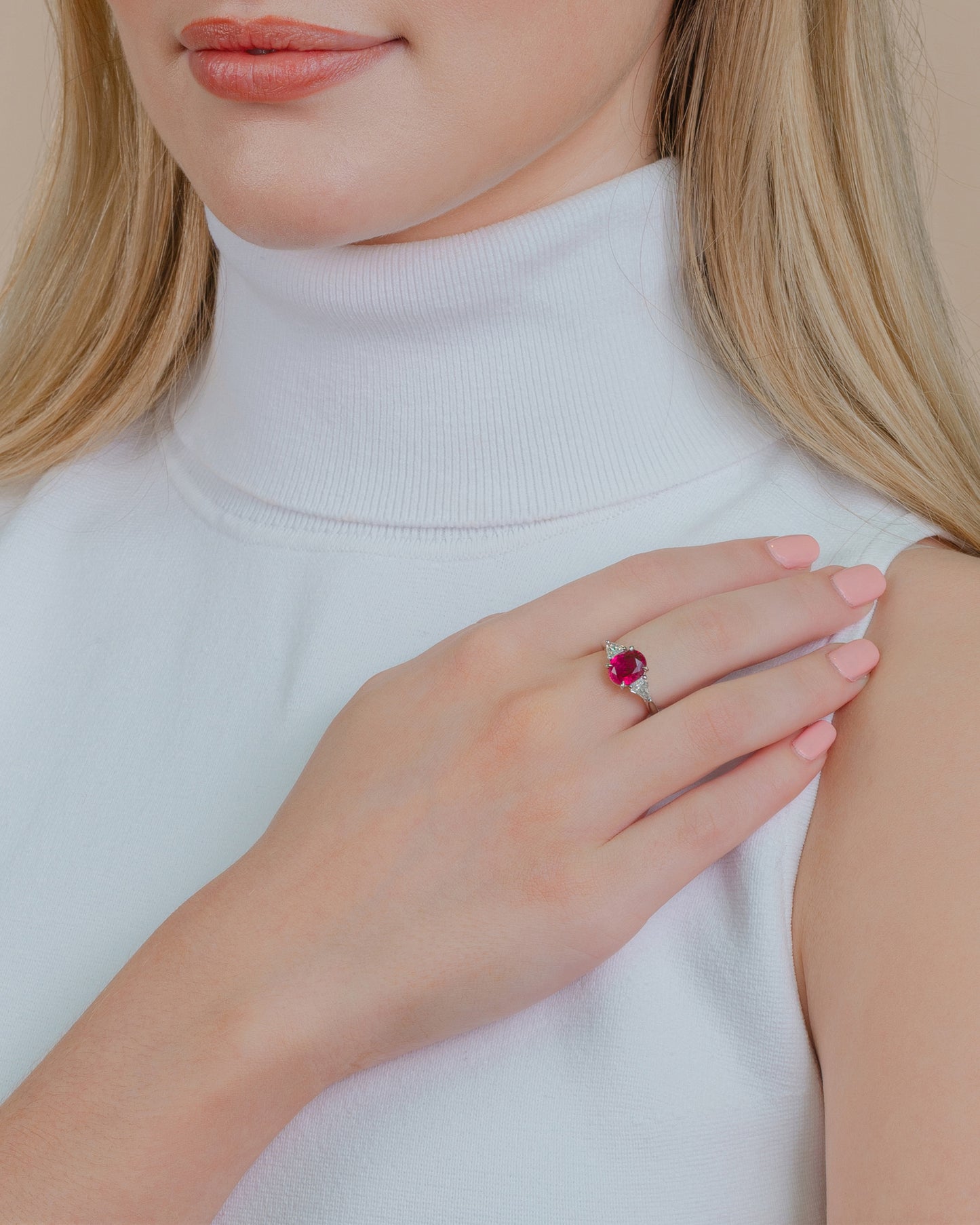 Platinum Ruby and Diamond Ring