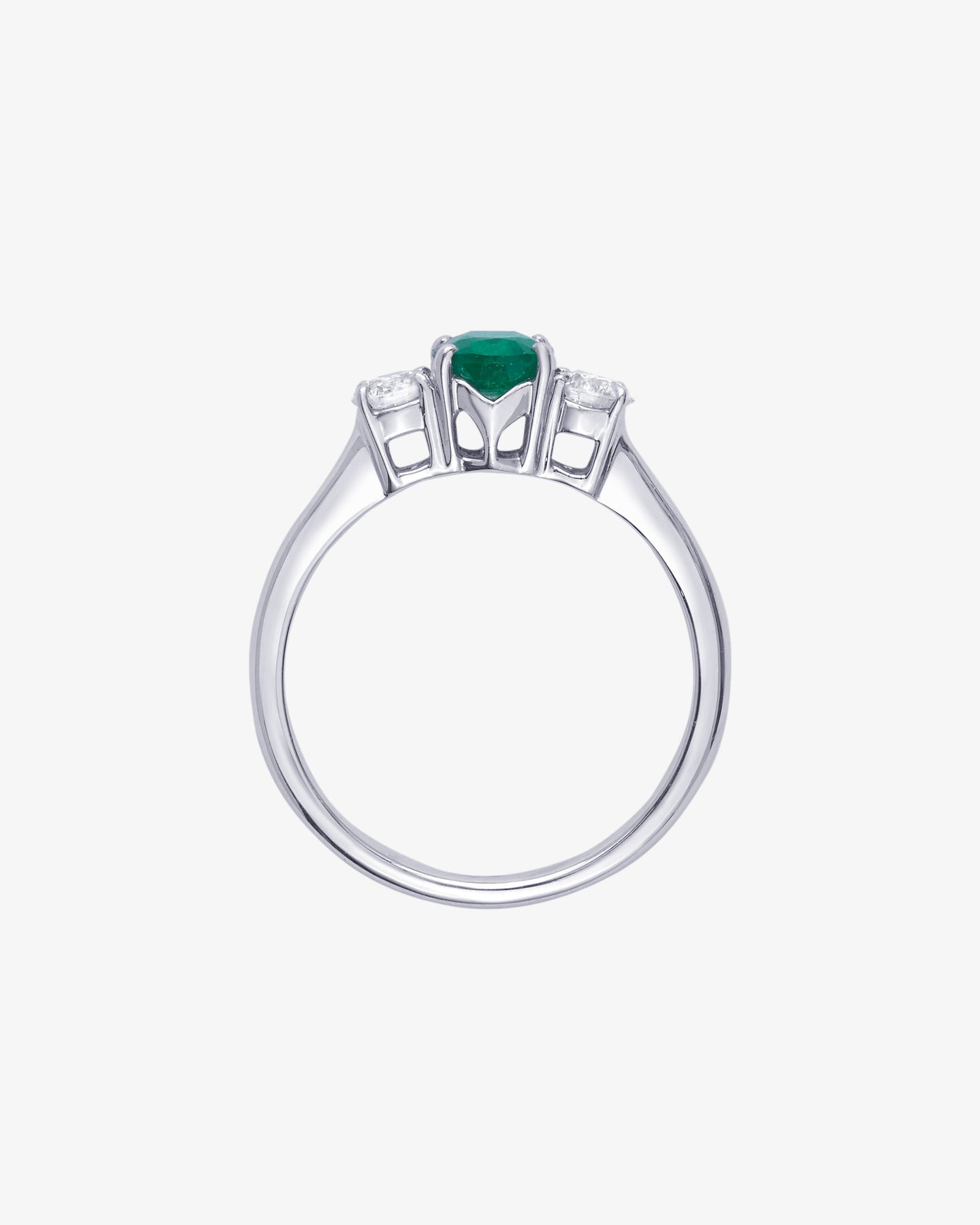 Emerald and Diamond Set Trilogy Ring