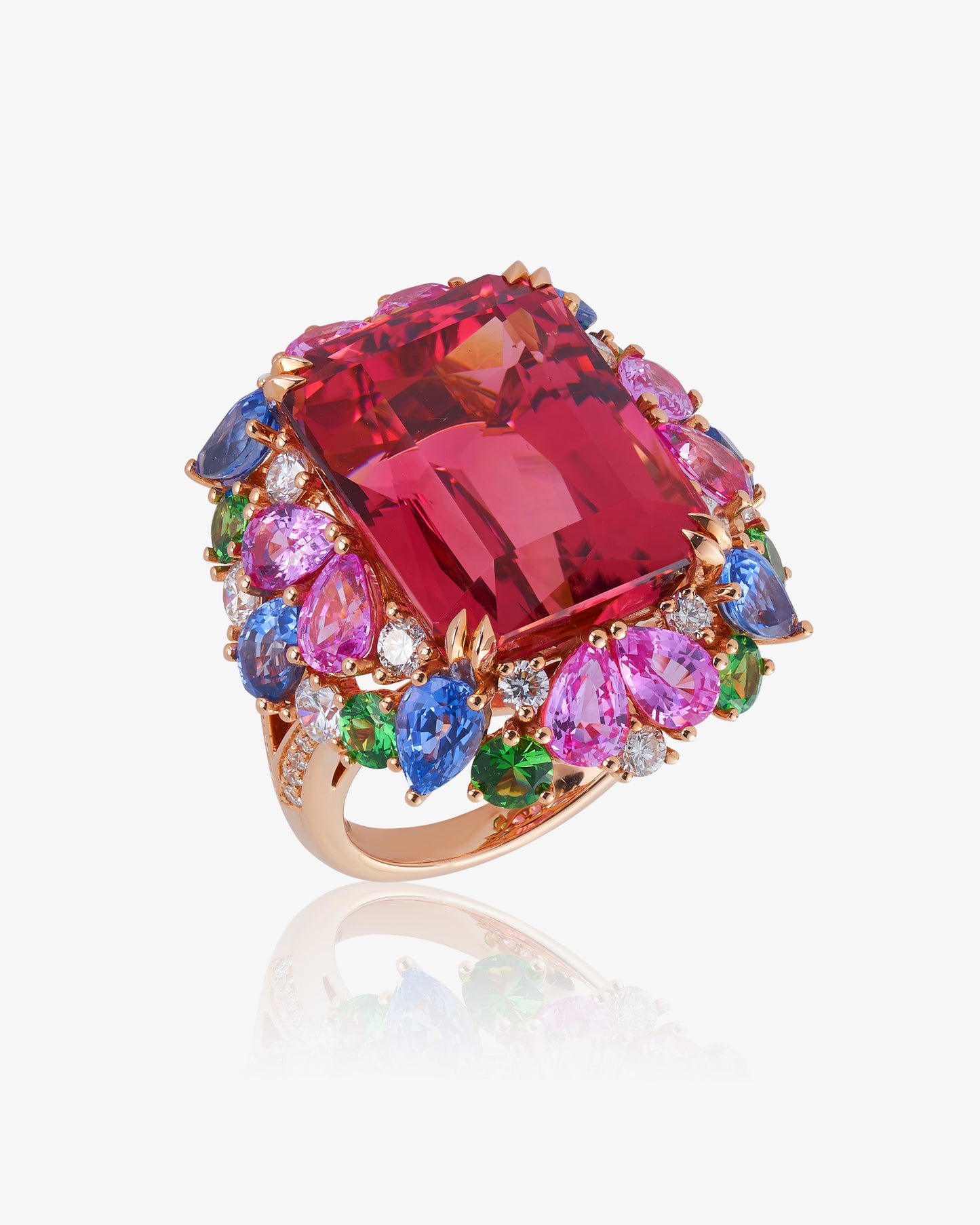 Pink Tourmaline Flower Ring