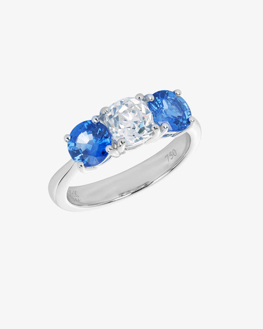 Diamond and Sapphire Trilogy Ring