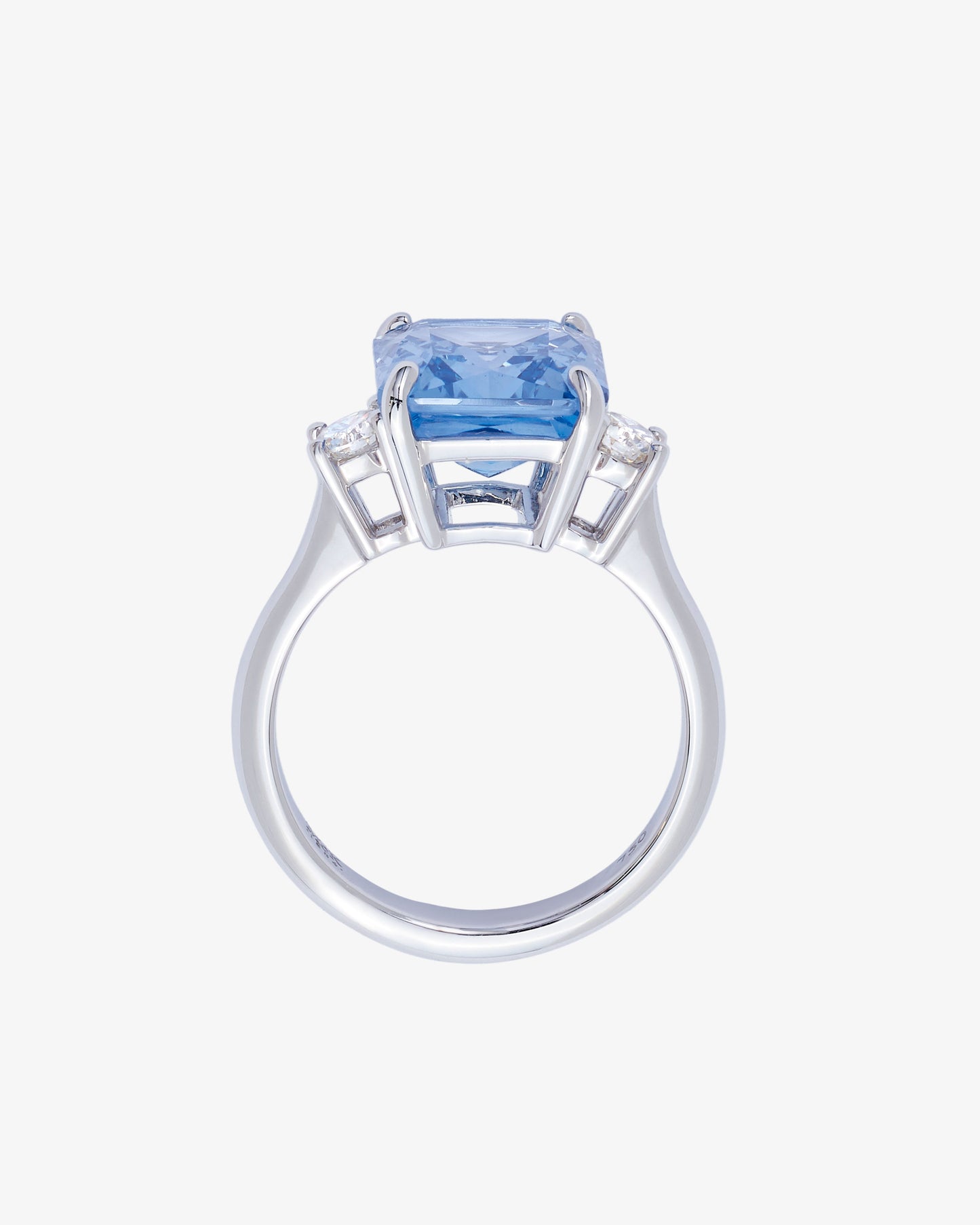 Emerald Cut Aquamarine and Diamond Ring