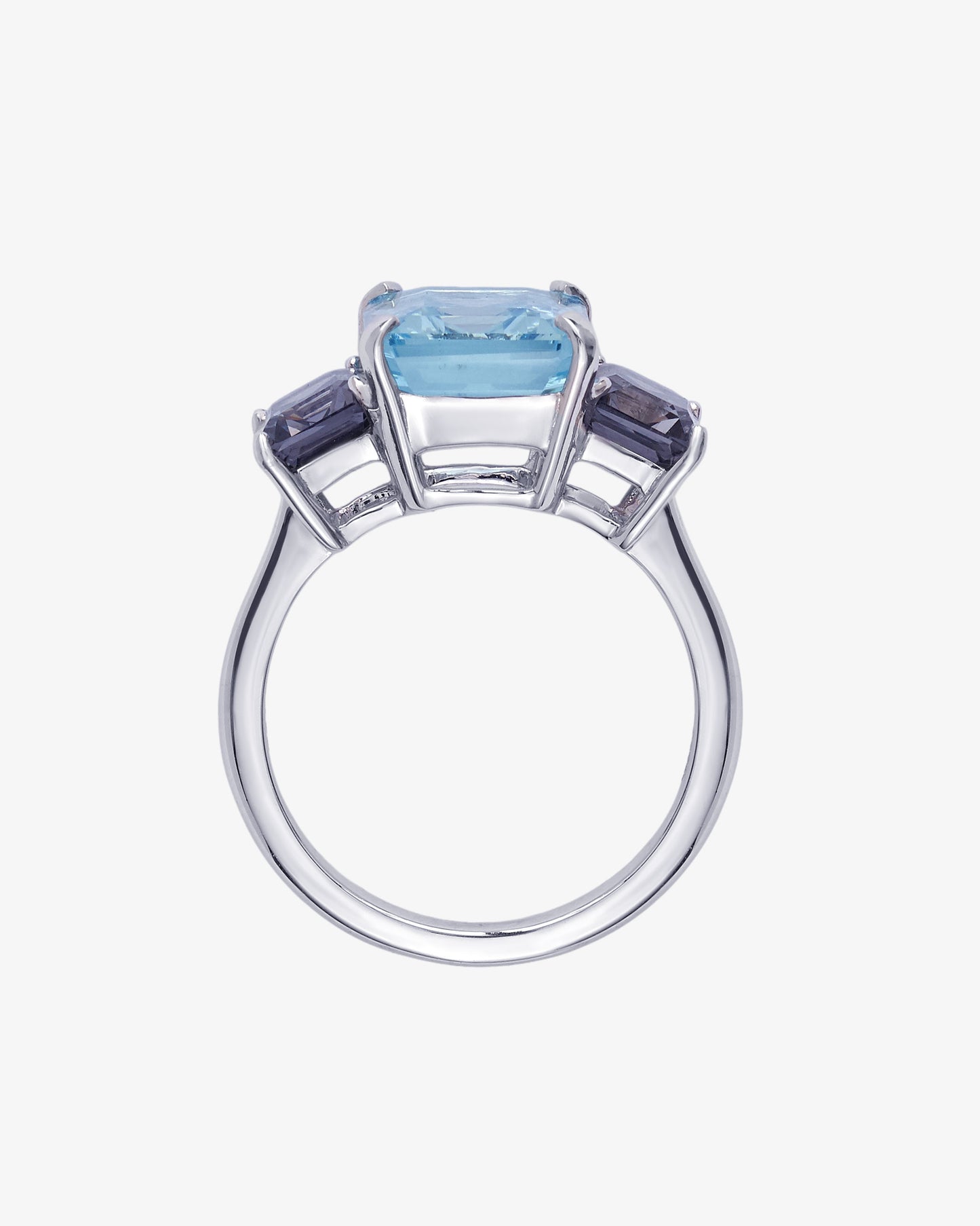 Aquamarine and Spinel Trilogy Ring