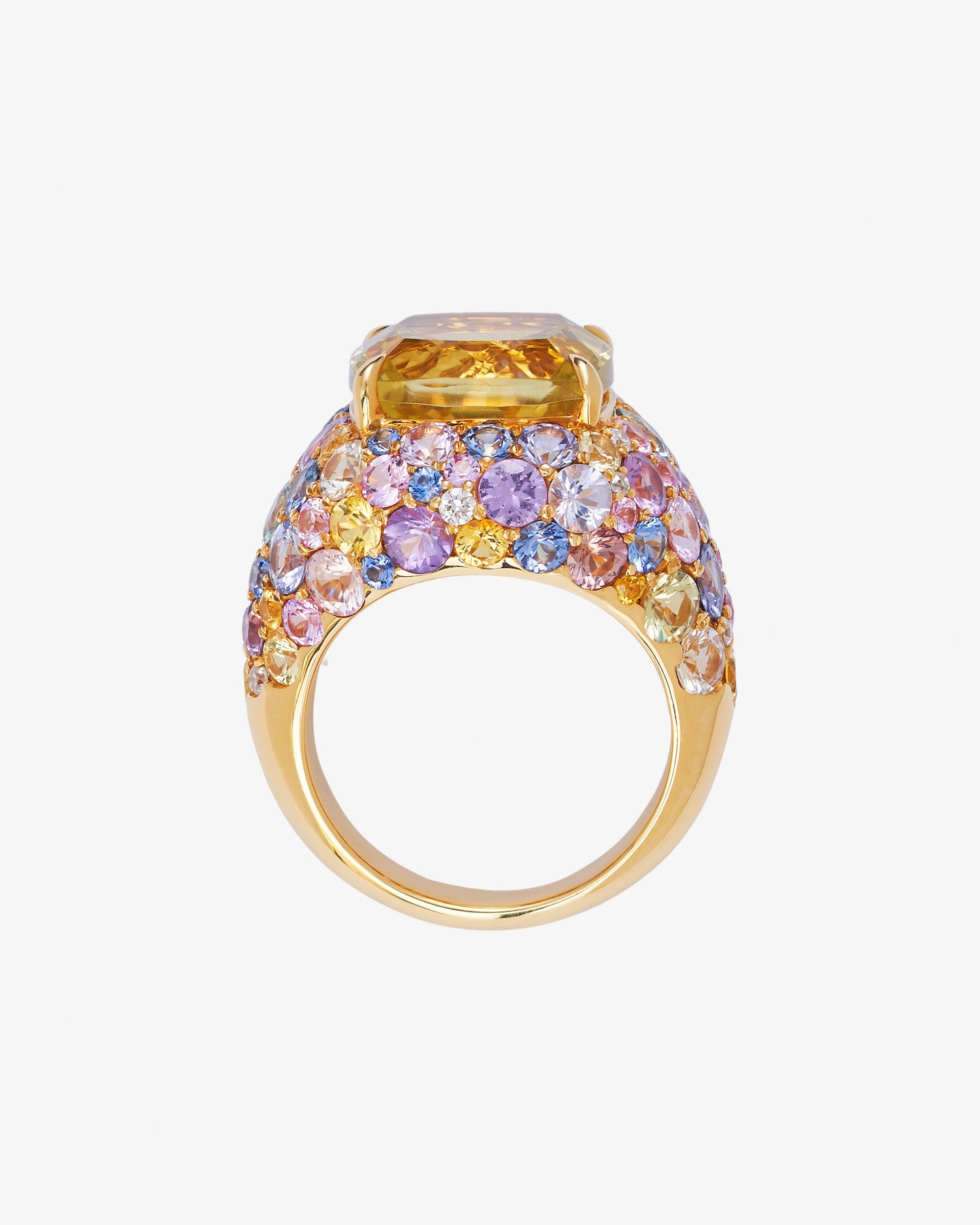 7.21ct Lemon Quartz and Multi-coloured Ring