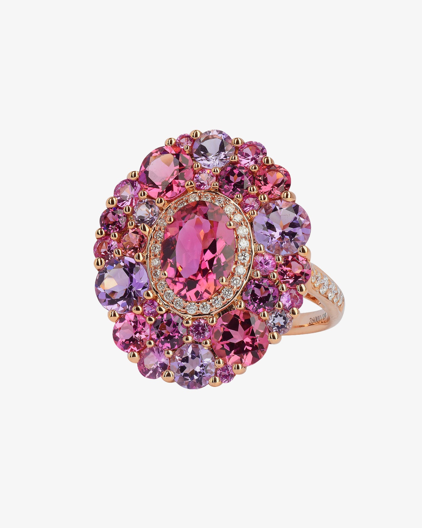 Isabelle Langlois Pink Tourmaline and Rhodolite Cocktail Ring
