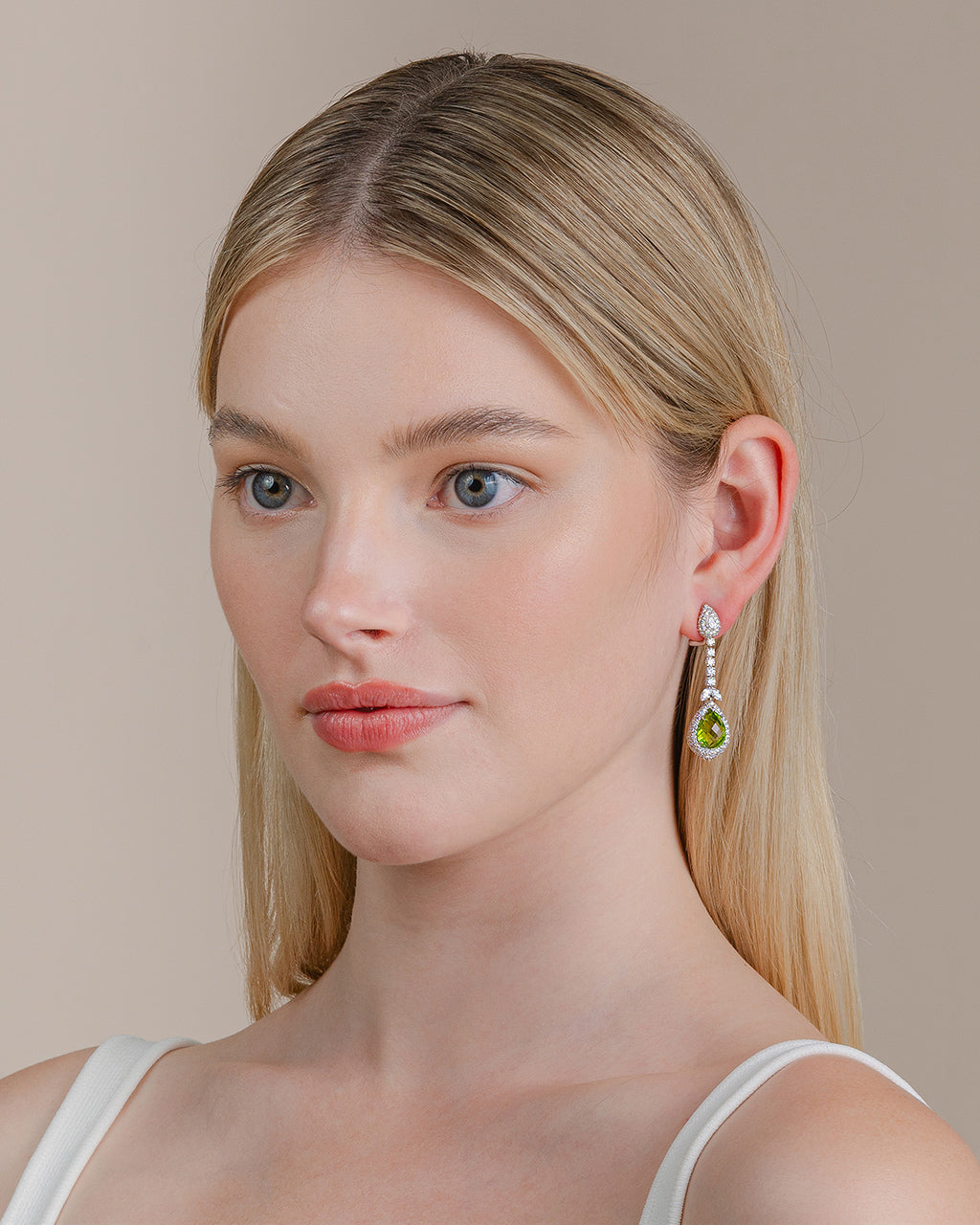 Peridot and Diamond Drop Earrings