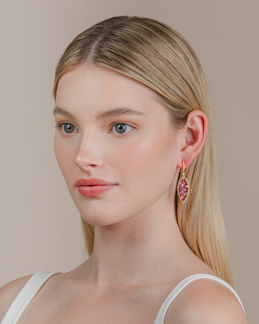 Ruby and Diamond Drop Earrings