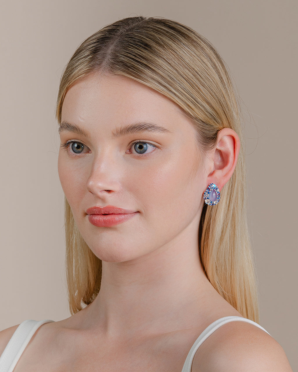 Isabelle Langlois Emotion Pear Chalcedony Stud Earrings