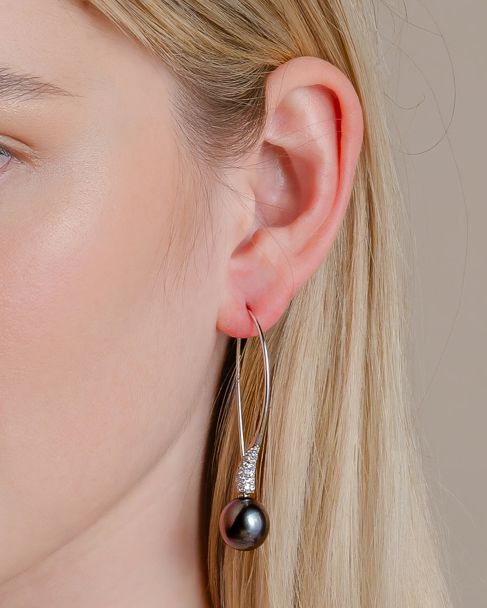 Diamond and Tahitian Pearl Earrings