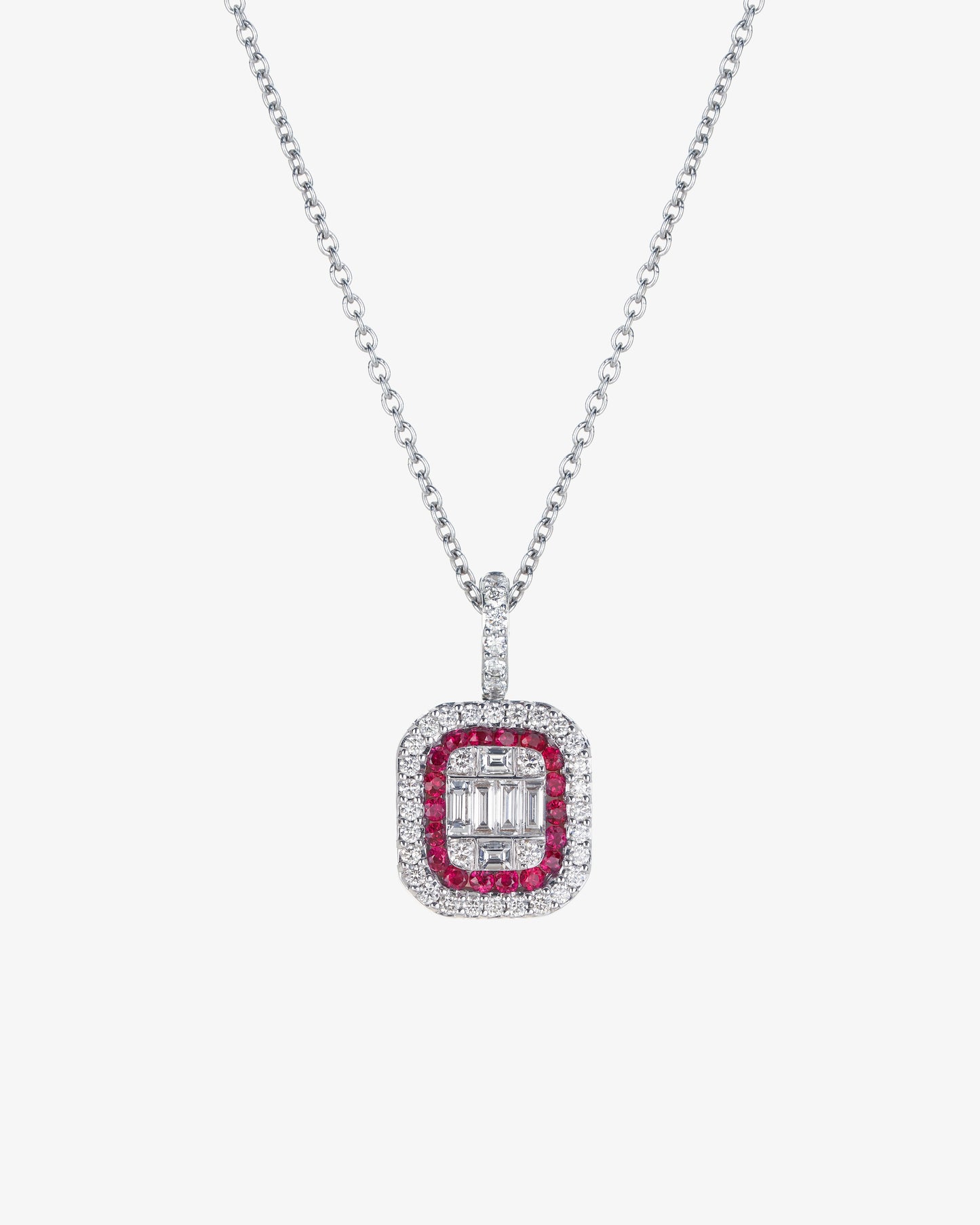Ruby and Diamond Invisible Set Necklace