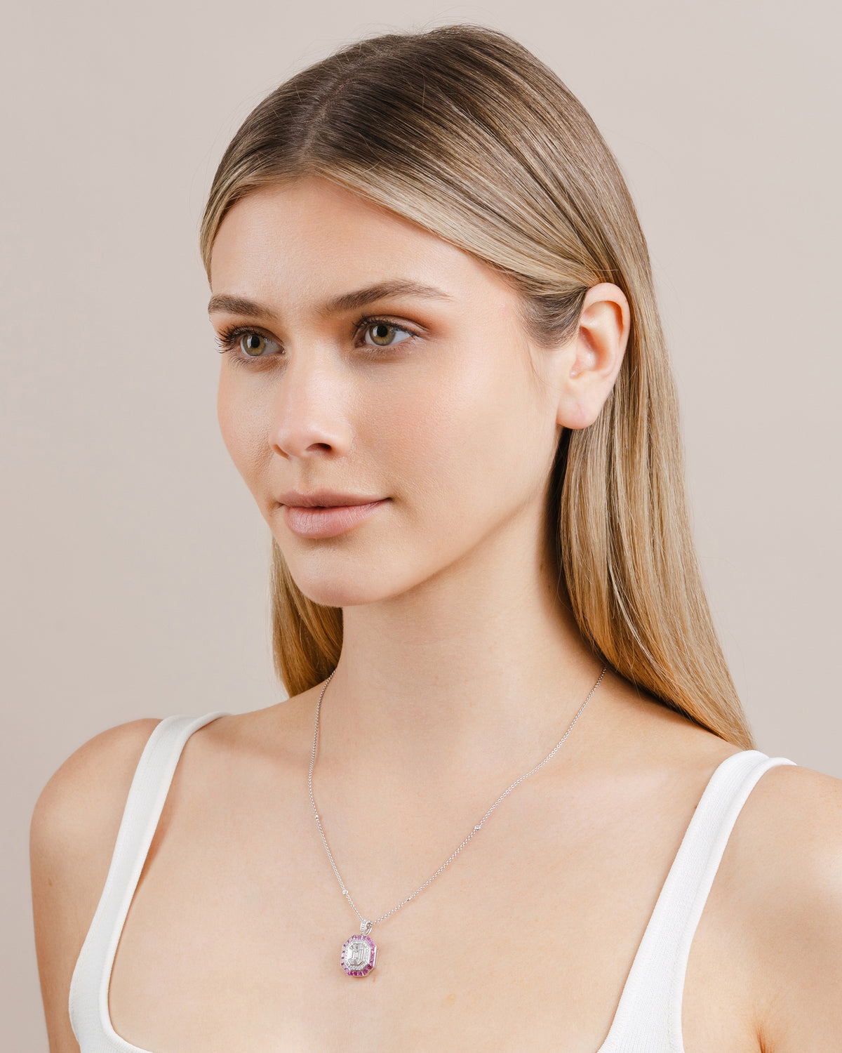 Sapphire and Diamond Invisible Set Necklace
