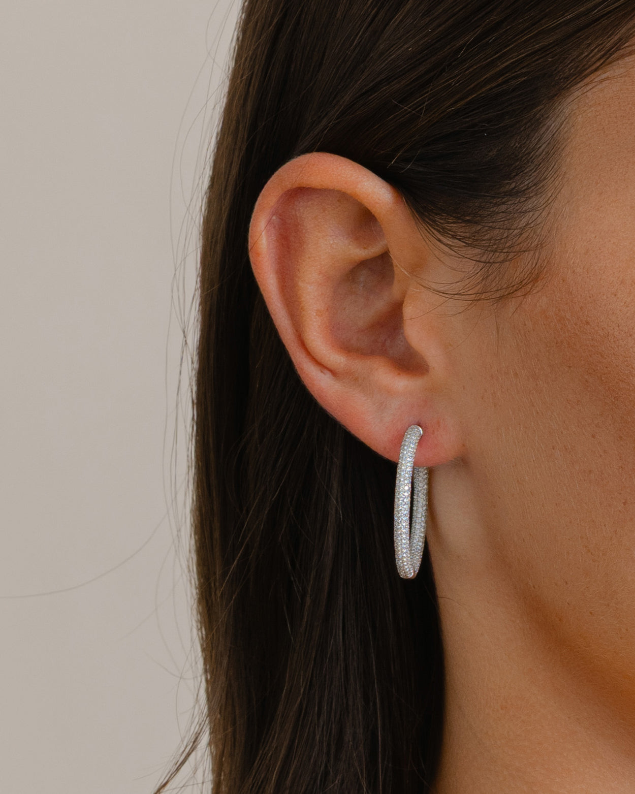 Micro Pavé Set Diamond Hoop Earrings