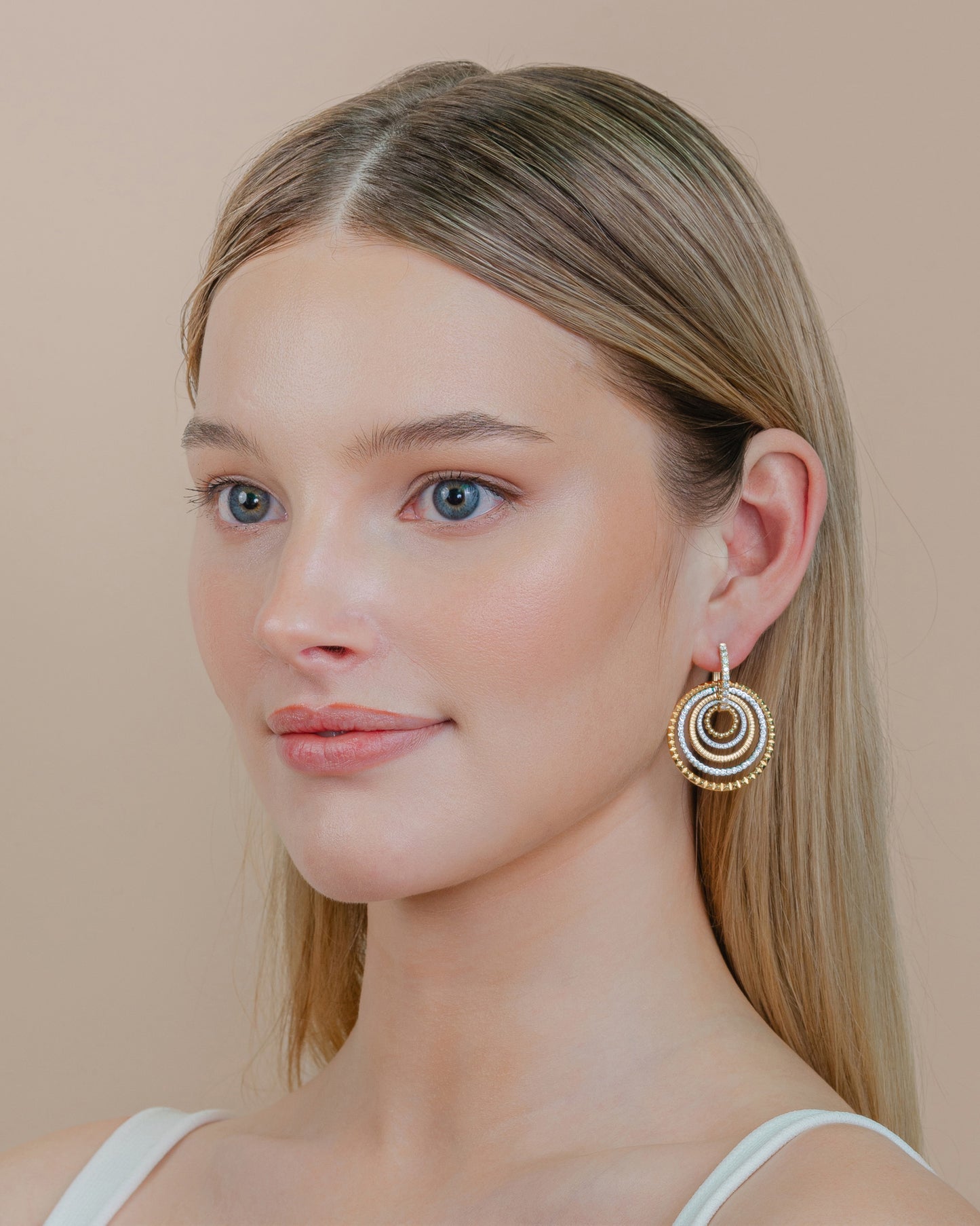 Diamond Circle Drop Earrings