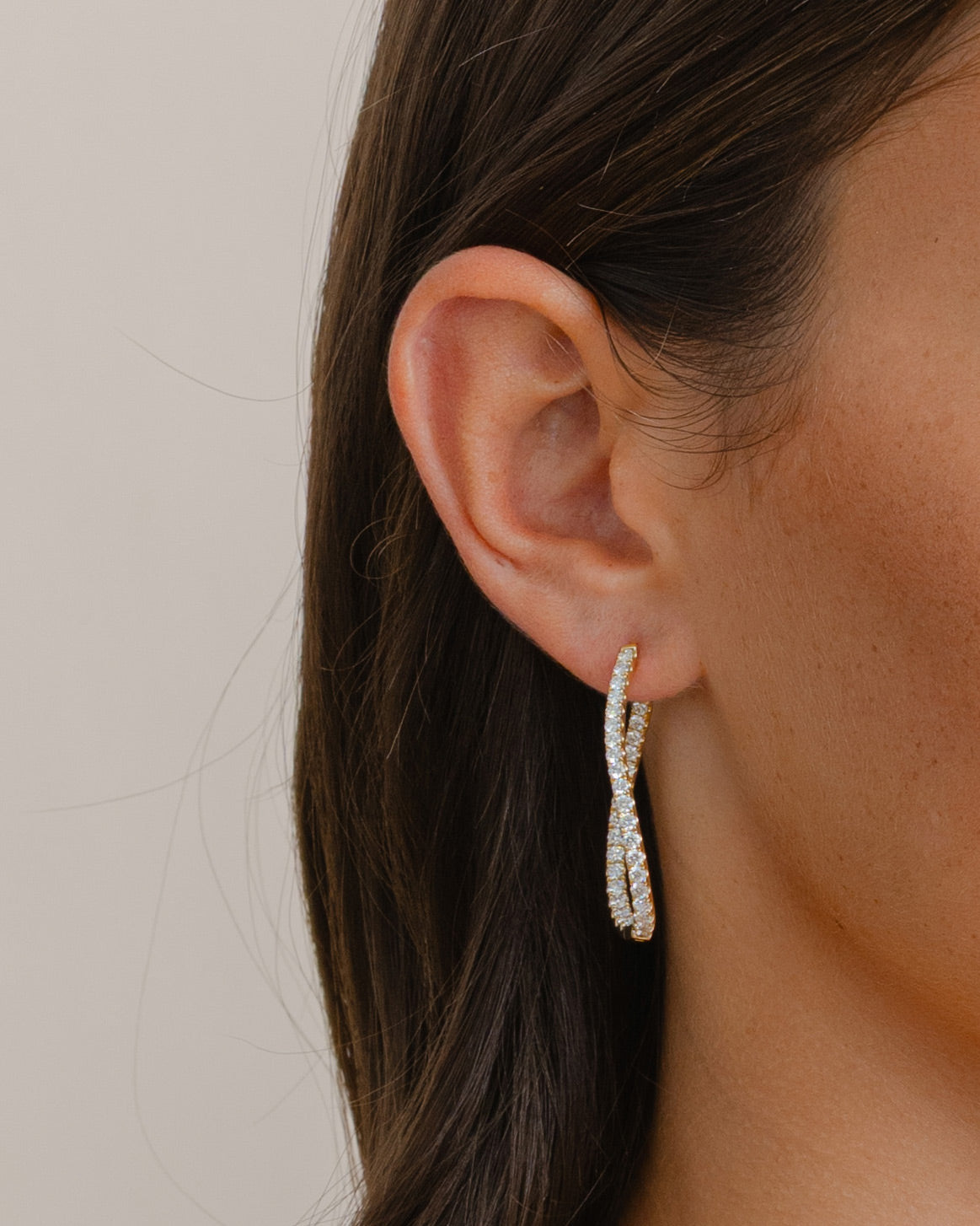 Diamond Hoop Twist Earrings