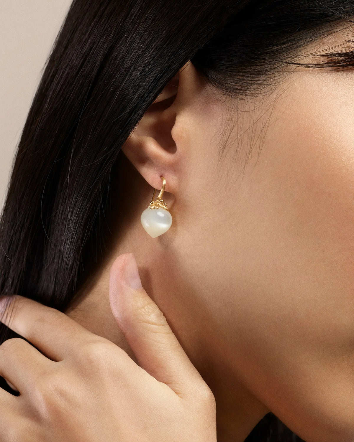 Ole Lynggaard Dew Drop White Moonstone Earrings Large