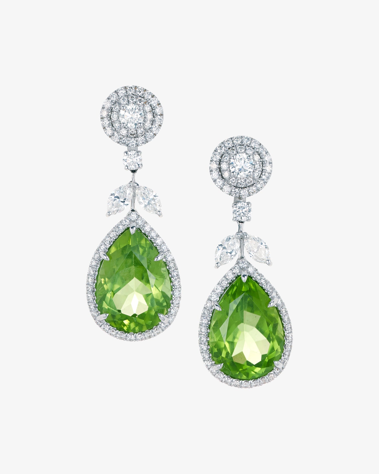 Diamond and Peridot Drop Earrings
