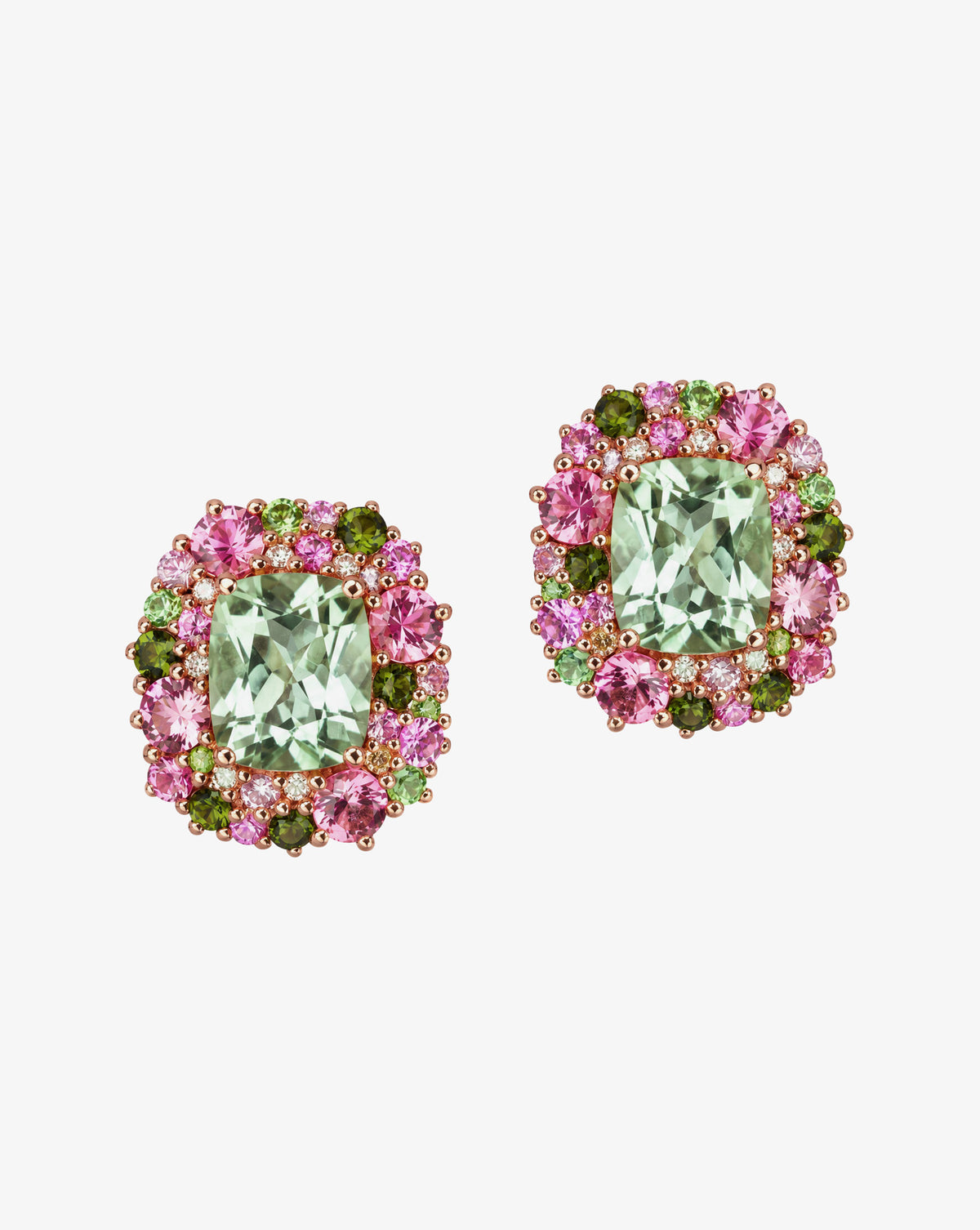 Isabelle Langlois Green Quartz and Multi-Coloured Gemstone Earrings