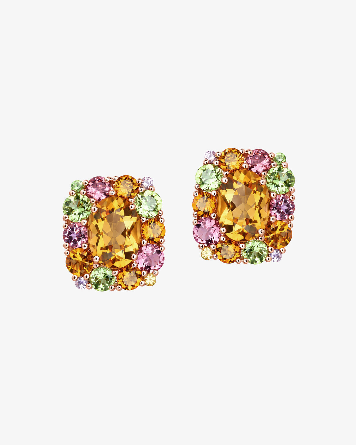Isabelle Langlois Citrine and Pink Tourmaline Stud Earrings