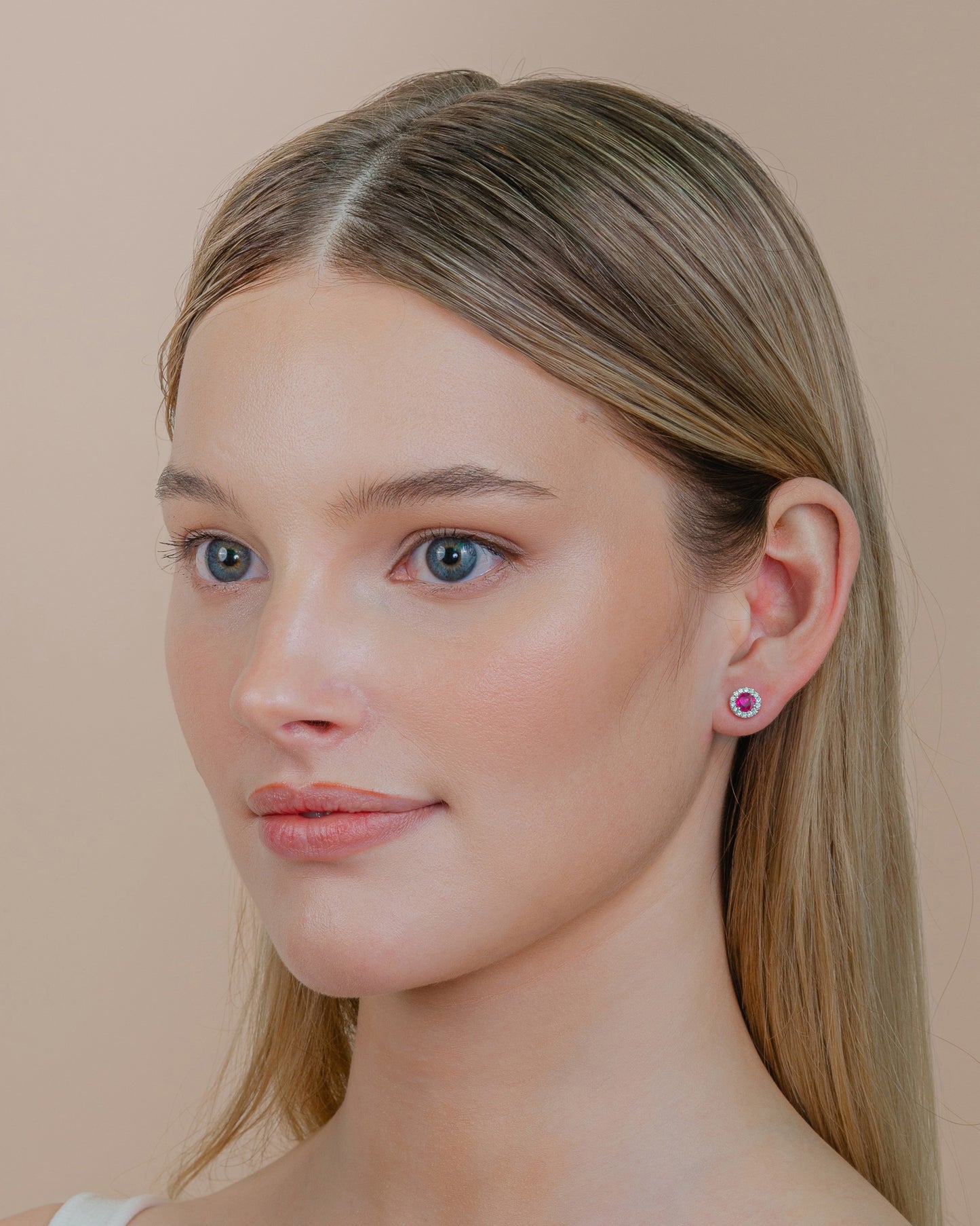 Ruby and Diamond Stud Earrings