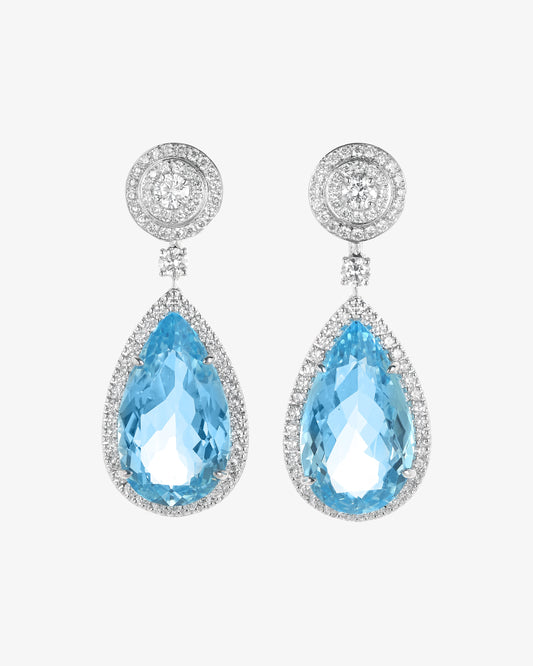 Blue Topaz and Diamond Earrings