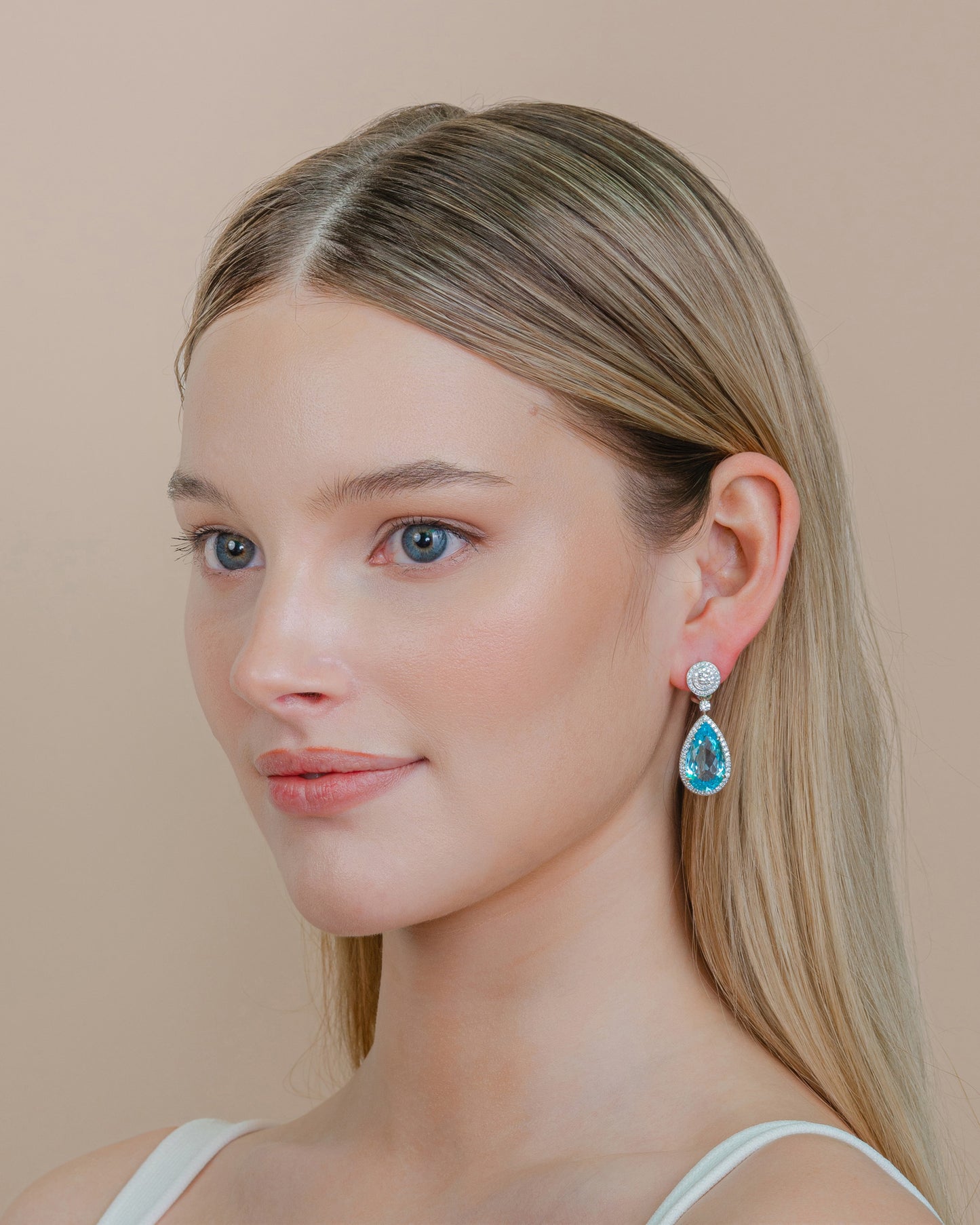 Blue Topaz and Diamond Earrings