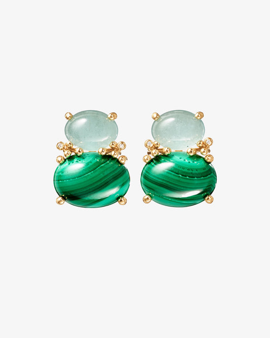 Ole Lynggaard BoHo Earrings with Aquamarine and Malachite