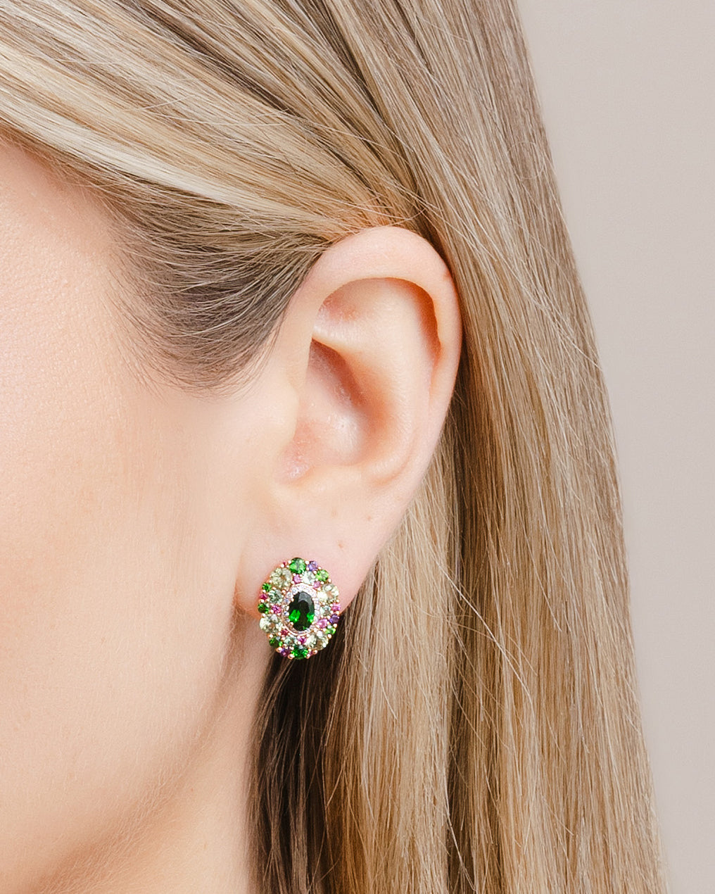 Isabelle Langlois Diopside and Multi-Coloured Gemstone Earrings