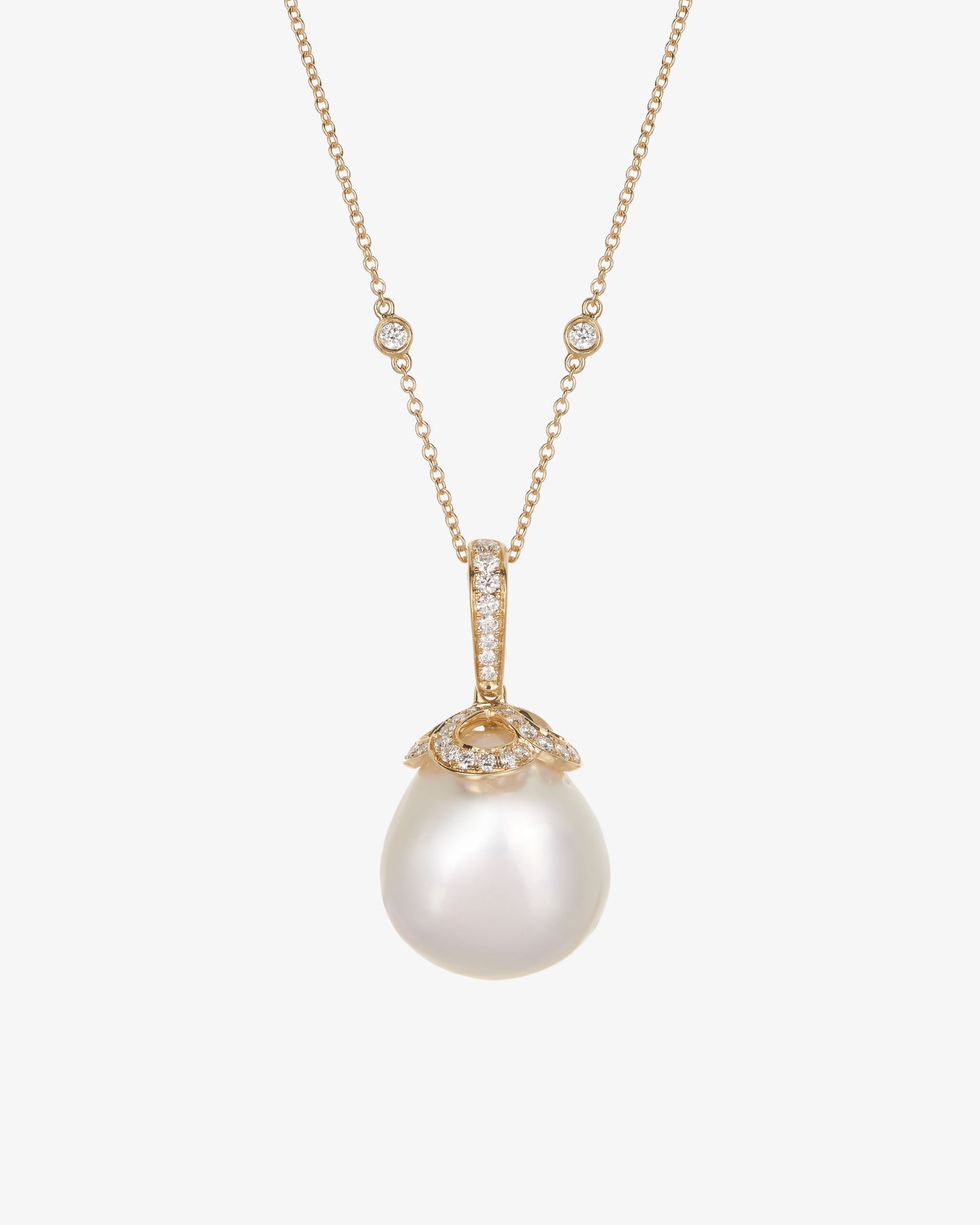 Diamond and Pearl Drop Pendant