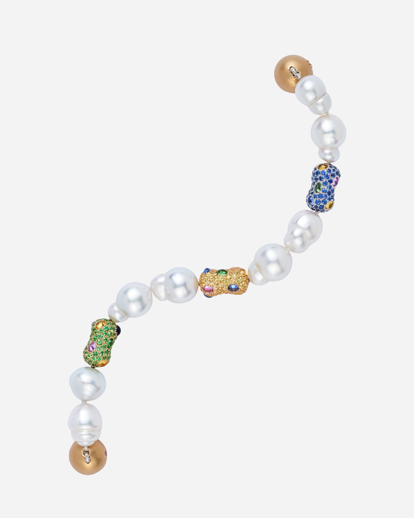 Pearl Bracelet with Blue, Yellow & Green Peanuts