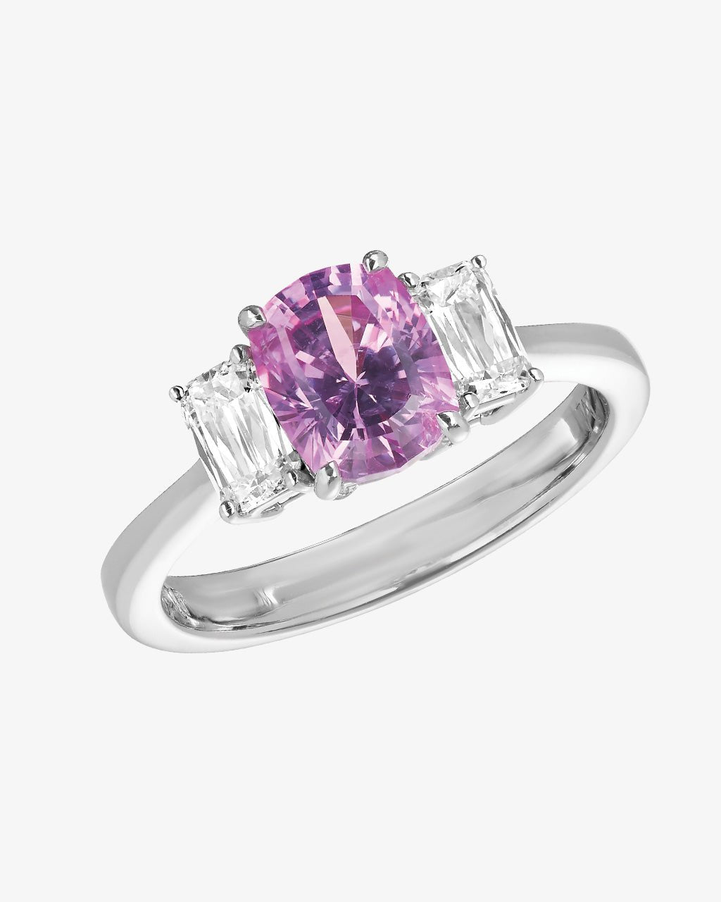 Pink Sapphire and ASHOKA® Diamond 3-Stone Ring