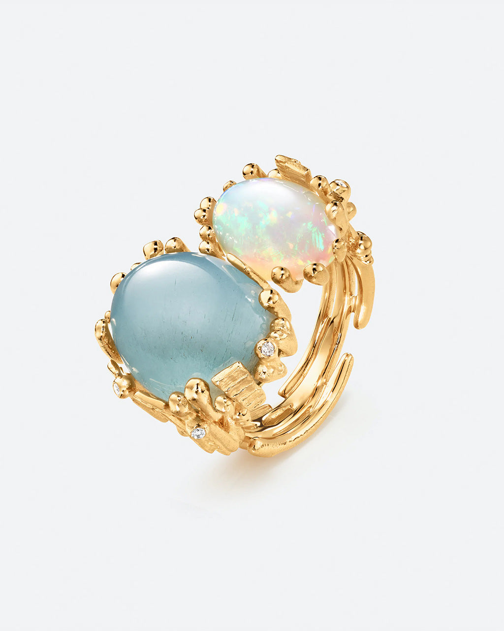 Ole Lynggaard 'BoHo' Ring with Aquamarine, Opal and Diamonds