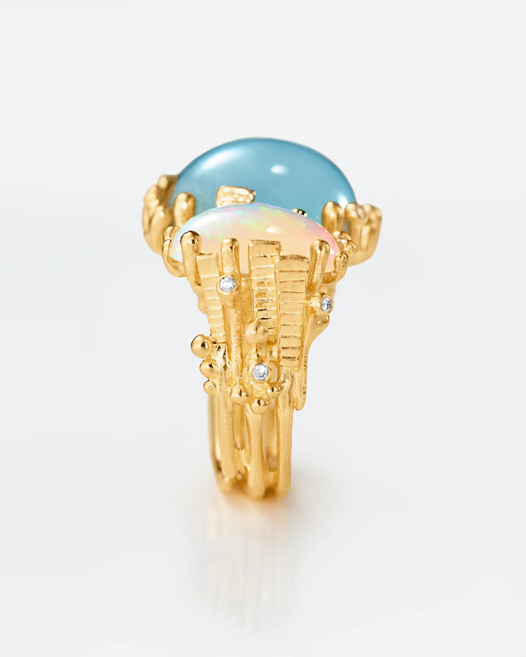 Ole Lynggaard 'BoHo' Ring with Aquamarine, Opal and Diamonds