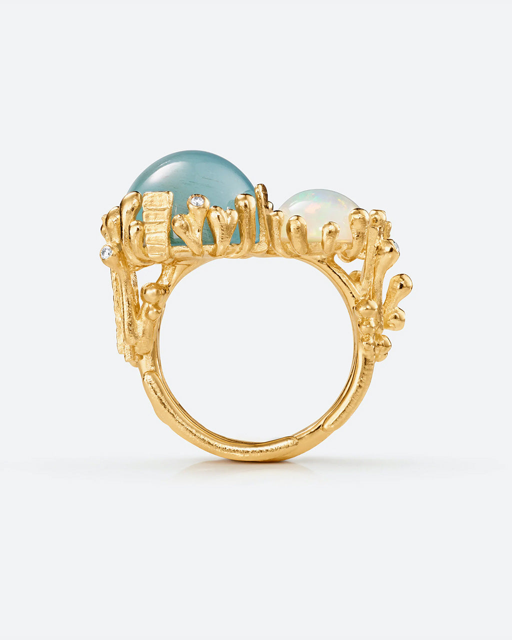 Ole Lynggaard 'BoHo' Ring with Aquamarine, Opal and Diamonds