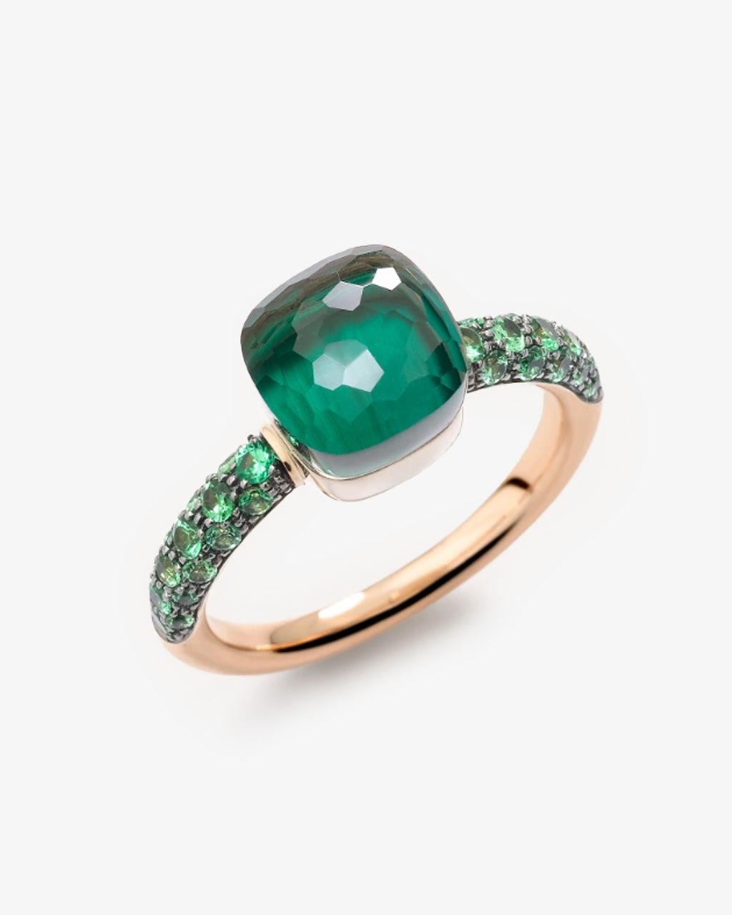 Pomellato Nudo Petit Collection Prasiolite, Malachite and Tsavorite Ring