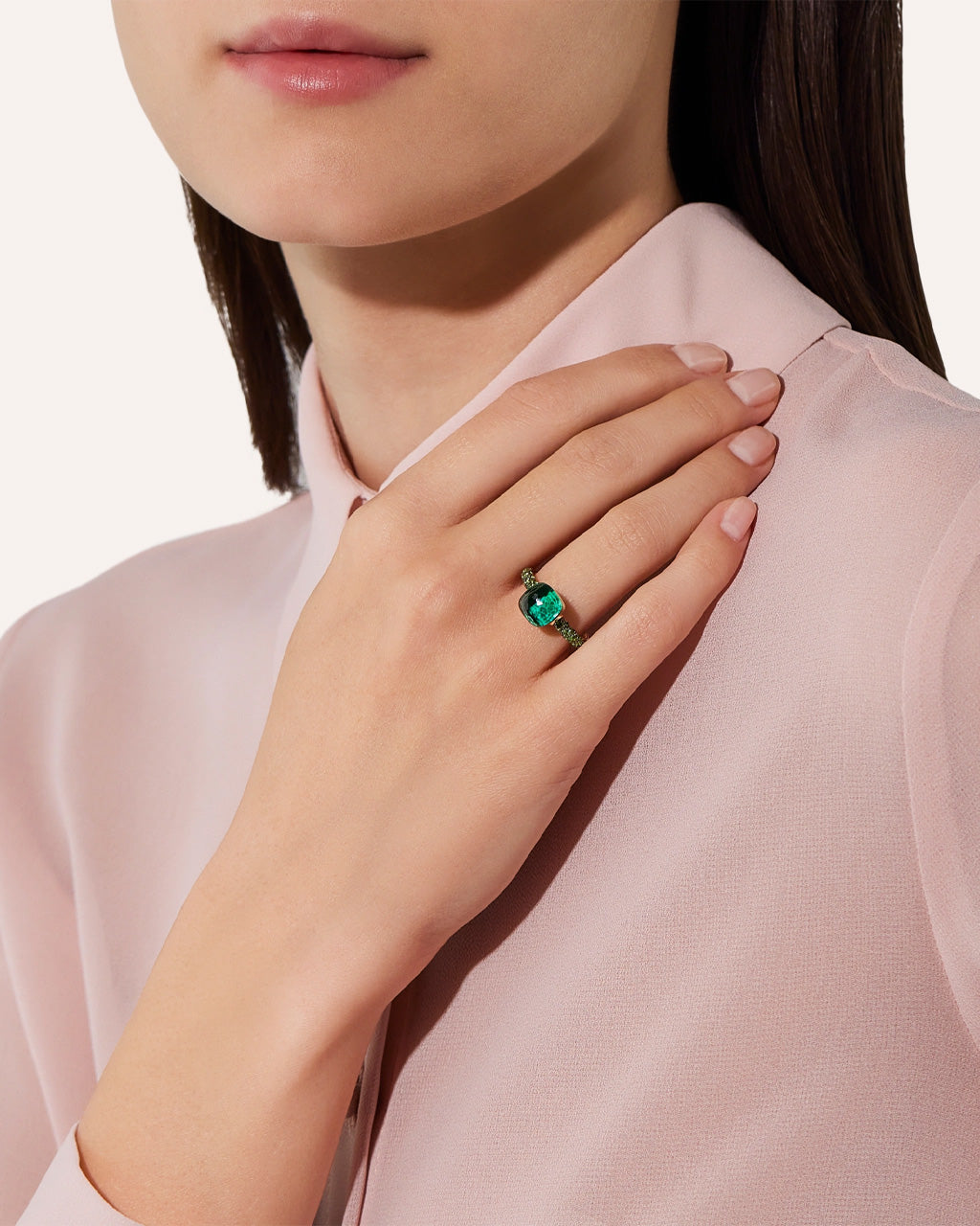 Pomellato Nudo Petit Collection Prasiolite, Malachite and Tsavorite Ring