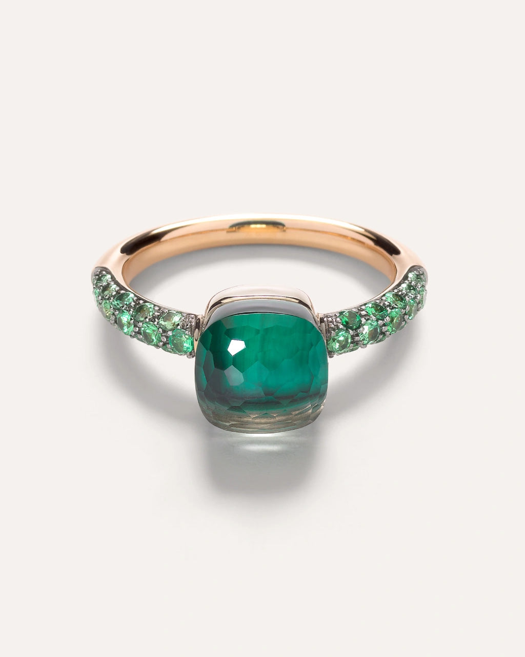 Pomellato Nudo Petit Collection Prasiolite, Malachite and Tsavorite Ring