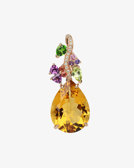 Isabelle Langlois Citrine and Multi Stone Pendant with Chain