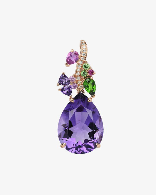Isabelle Langlois Amethyst and Multi Stone Pendant with Chain