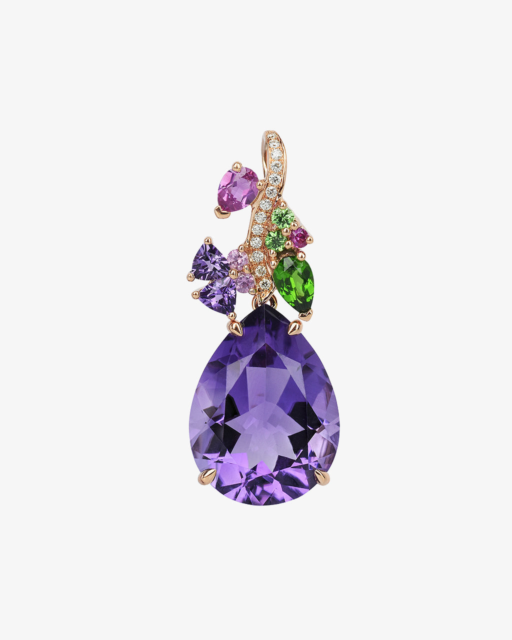 Isabelle Langlois Amethyst and Multi Stone Pendant with Chain