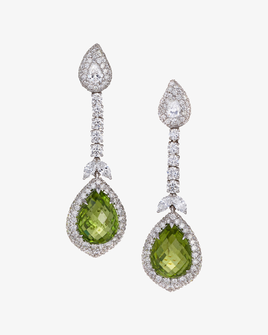 Peridot and Diamond Drop Earrings