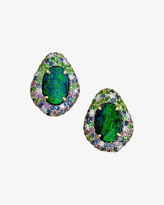 Australian Opal and Multi-Coloured Stone Earrings