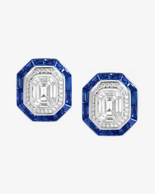 Diamond 2.17ct and Sapphire Stud Earrings