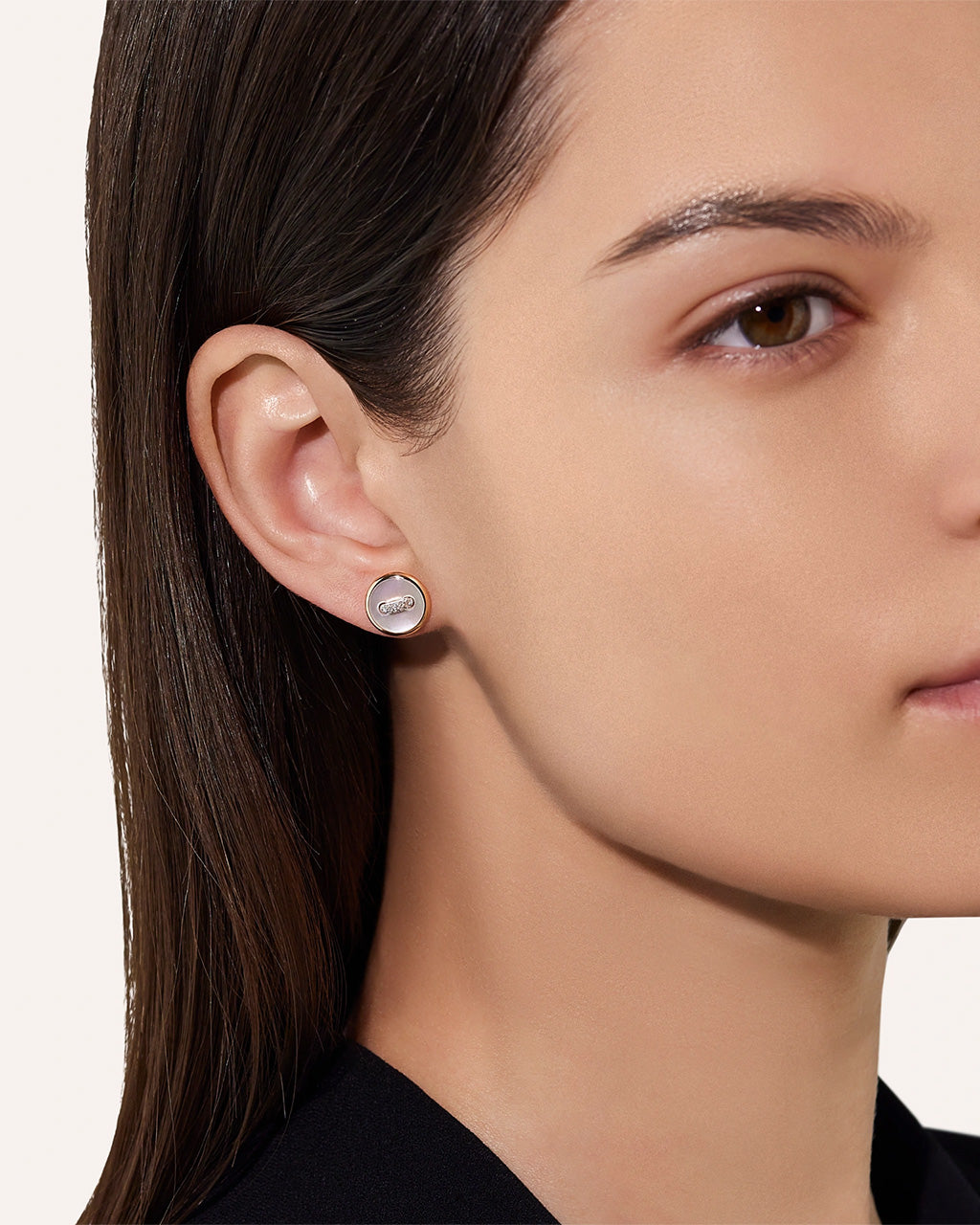 Pomellato Pom Pom Dot Stud Earrings with Mother of Pearl and Diamonds